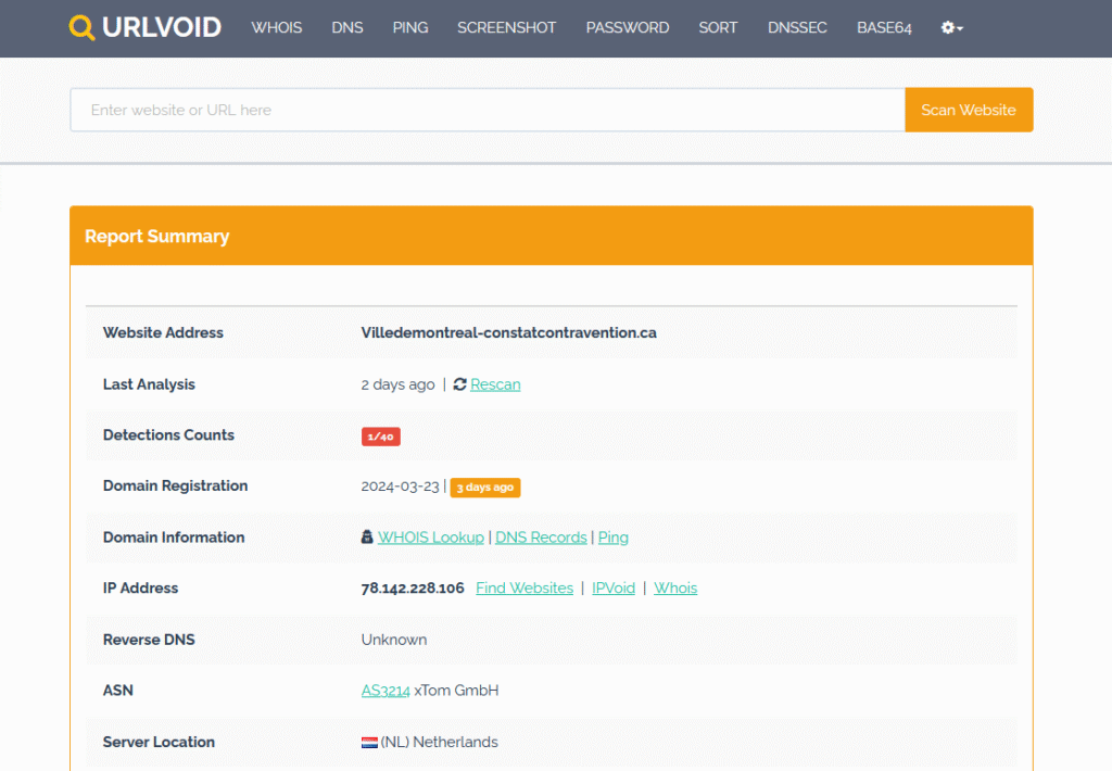 🔍 URLVoid – فحص سمعة المواقع الإلكترونية قبل زيارتها